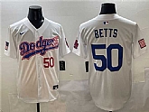 Men's Los Angeles Dodgers #50 Mookie Betts White With American Flag Patch Limited Stitched Jersey,baseball caps,new era cap wholesale,wholesale hats